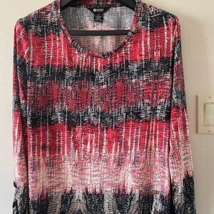 Haggar Women Red/Black Pattern Long Sleeve Top – Size L